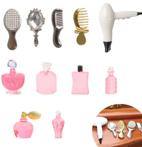11 Pièces Miniature Articles de Toilette pour Maison de Poupée, 1/12 Accessoires Miniatures pour Poupées, Accessoires Miniature Nains de Noël, pour Décoration de Maisons de Poupées