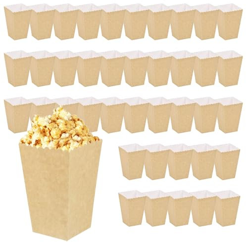 aghoer 40 bolsas para palomitas de maíz, cajas de papel kraft, bolsas reutilizables de cartón, recipientes pequeños para palomitas de maíz, para bodas, noches de cine o fiestas