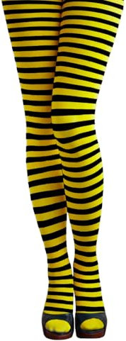 Oblique Unique Strumpfhose für Damen Gelb mit schwarzen Streifen - Einheitsgröße - Kostüm Accessoire für Halloween Fasching Karneval Motto Party (Strumpfhose Ringel Schwarz-Gelb)