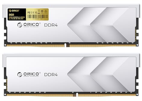 ORICO Raceline Racer DDR4 RAM 16GB (2x8GB) 3200MHz CL16, Overclocking XMP 2.0, 1.35V UDIMM Memoria para Escritorio, Compatible con Intel y AMD, Memoria de Alto Rendimiento para Gaming – Plata H400