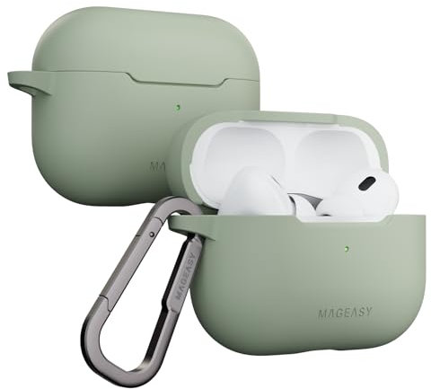MAGEASY Design für AirPods Pro 2 Case – Stoßfeste Schutzhülle für AirPods Pro & Pro 2, fleckenresistent, glatt & hautfreundlich, unterstützt kabelloses Laden – Skin (Wüstengrün)