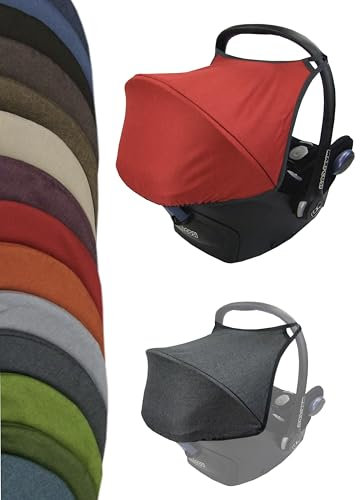 Sonnenverdeck Sonnendach [Sonnenschutz für Babyschale] kompatibel mit Maxi Cosi Cabrio Fix Gruppe 0 + GP (meliert rot)
