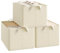 WOLTU ABB08cm-3-UK Foldable Storage Boxes Set of 3, Fabric Storage Cubes with Handles, Stacking Boxes for Clothes and Toys, Cream, 37.5 x 20 x 26 cm