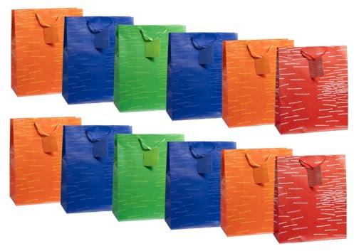 Laro Medium Geschenktüten 10-100 Stk Medium, Anzahl:96, Muster Tüten:Linientanz Bunt