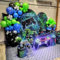 Video Game Balloon Arch Garland Kit, 125pcs Dark Blue and Green Black Silver Balloon with Royal Blue Silver Explosion Star Foil Balloons for Boys Gaming Night Birthday Baby Shower Party Decorations