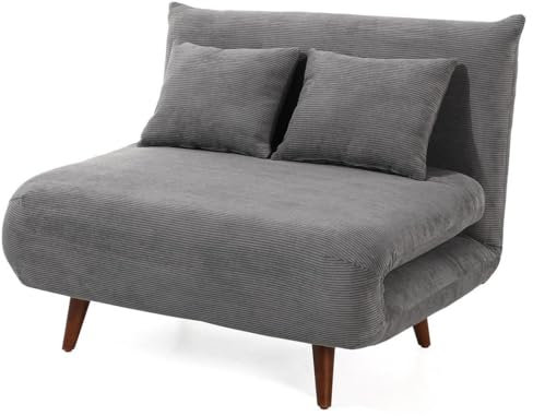 Bestmobilier - Lumi - Banquette Convertible clic-clac 1 Place en Velours côtelé, Gris