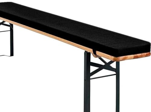 Cojines para Bancos de Cerveza 220x25 180x30 200x30 para Exterior/Interiores con Cremallera, Jardín Cojín Banco con Desenfundable Lavable y Fondo Antideslizante(Negro,180x28x3cm)