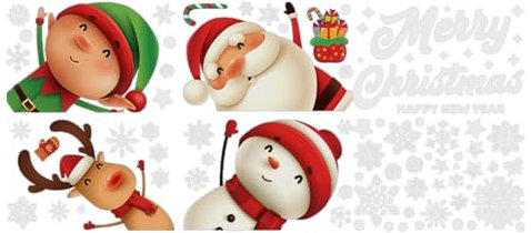 Zkydhbd Adorno de ventana de temporada, calcomanía de Navidad para ventana, copo de nieve, figuras de Papá Noel, para ventana de cristal, copo de nieve