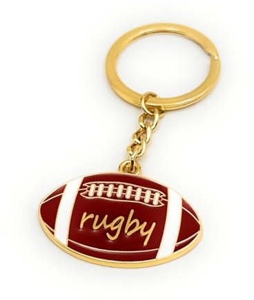 H-Customs Porte-clés pendentif rugby football en métal doré