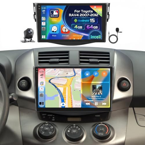 Inefala Android 15 Autoradio für Toyota RAV4 2007-2012 | 4G+64G,9 Zoll In-Cell TouchScreen mit CarPlay & Android Auto,Navi,GPS,WiFi,FM/RDS,Bluetooth 5.0,EQ,SWC,Rückfahrkamera,MIC