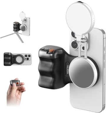 TELESIN Fun Shot Handy-Kameragriff (Schwarz) + C03 Selfie-Licht (Weiß) | Kompatibel mit iPhone MagSafe & Android, Creator Kit für Selfie, Fotografie, TikTok, Zoom-Anrufe und Video