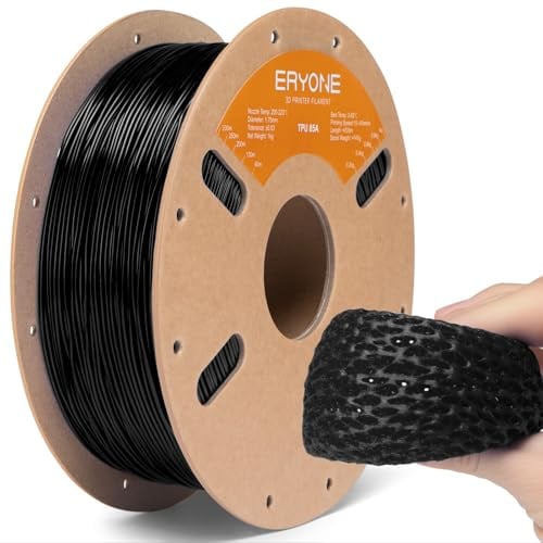 ERYONE TPU Filament 1.75mm, 3D Drucker Filament,Flexible TPU Weiches Filament, TPU 85A, Maßgenauigkeit +/- 0,03 mm, Ideal für Schuhe und Schutzausrüstung,1kg 1 Spule(2.2 lbs),Schwarz