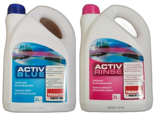 Trigano orig.Thetford Activ Rinse 2L und Activ Blue 2L Chemiekalien für die mobile Wassertoilette in Wohnmobil u. Caravan