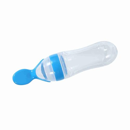 Xiuganpo Babyflasche, BPA-freie Baby-Flasche, Leichte Futterflasche, Tragbar für mit Löffel (BLUE)