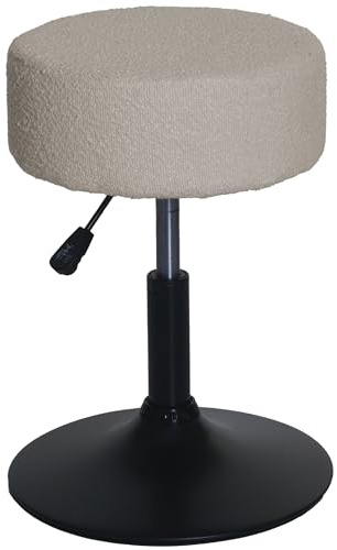 PROREGAL Hocker höhenverstellbar und drehbar Sitzhöhe 45-57cm Durchmesser 37cm Stoff Bouclé Beige Sitzhocker Schminkhocker rund bequem Kinderzimmer Wohnzimmer Esszimmer Büro