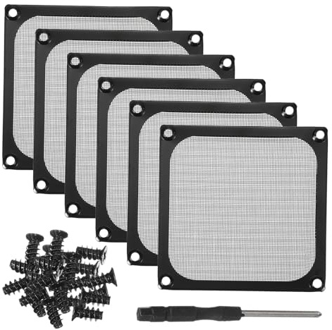 PATIKIL 92mm Fan Filter Grill, 6Pcs Ultra Fine Aluminum Mesh Ventilation Dustproof PC Cooling Fan Grill Covers with Screwdriver and Screws for Desktop Computer Case AC, Black