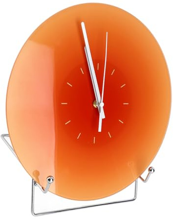 Bewinner Reloj de Pared Silencioso de 12 Pulgadas, Reloj de Cristal Redondo con Pilas para Sala de Estar, Dormitorio, Cocina, Oficina, Aula Al Aire Libre, Decorativo (Orange)