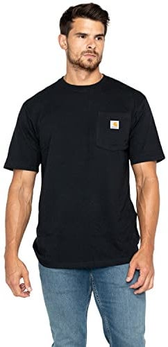 Carhartt Men's Loose Fit Heavyweight Short-sleeve Pocket T-shirt work utility t shirts, Black, L UK