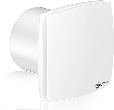 Hon&Guan 150mm Bathroom Extractor Fan with Backdraught Shutter/Non-Return Damper Flap 22W 201m³/h Kitchen Ventilation Fan Ceiling and Wall Mounted (No Plug)