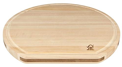 KAI Shun Wendebrett Hinoki D-Type - Beidseitig verwendbar, Rückseite mit Saftrinne - Japanische Zypresse - Abmessung 36 x 33 x 2,5 cm Schneidunterlage Holzbrett zum Schneide