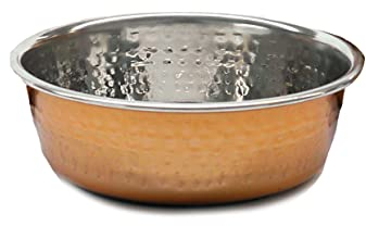Deluxe Steel Hammered Copper Pet Bowl 1900ml 8.5, clear