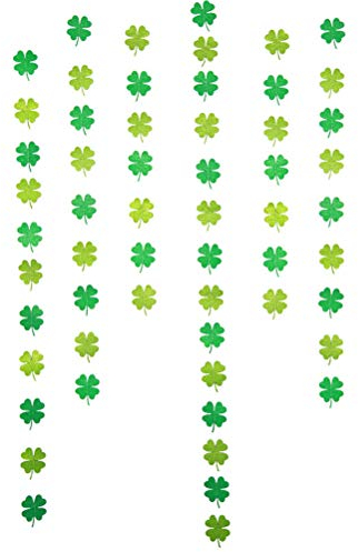 Amosfun St. Patrick's Day Dekorationen vierblättriges Kleeblatt Banner Girlande Flagge Xmas Party Wandbehang Dekoration Ornament Party Supplie (vertikal)