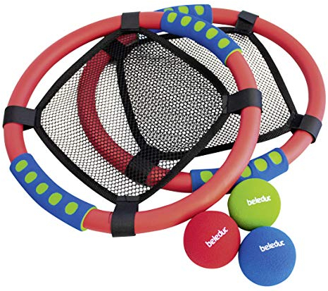 Beleduc Handtrampolin Net Ball | Indoor/Outdoor | Weiche Soft-Griffe | Inkl. 3 Bällen | Trainingsgerät für Hand-Augen-Koordination
