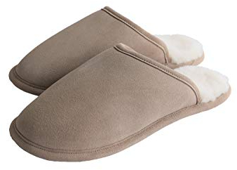 Naturasan Lammfell-Pantoffel Hausschuh für Damen und Herren, warm gefütterte Hüttenschuhe/Schlappen mit weicher Ledersohle, superleicht und bequem, HS-08 (46/47 EU, Beige)