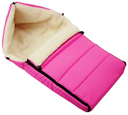 BAMBINIWELT universaler Winterfußsack (90cm), auch geeignet für Babyschale, Kinderwagen, Buggy, aus Wolle UNI liniert (pink)