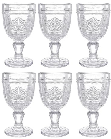 BUTLERS VICTORIAN Weingläser, 6er-Set mit Stiel, 230 ml, Bunt | Trinkgläser Set, mundgeblasen, mit Stiel & Relief-Prägung, spülmaschinenfest, für Tisch, Garten & Party