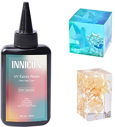 UV Resin Epoxy Gel Glue Set, 100ml Non-Toxic Hard Type Crystal Clear Solar Cure, Handmade DIY Earring Making Supplies for Silicone Muolds Pendants Earrings Bracelets Crafts Making
