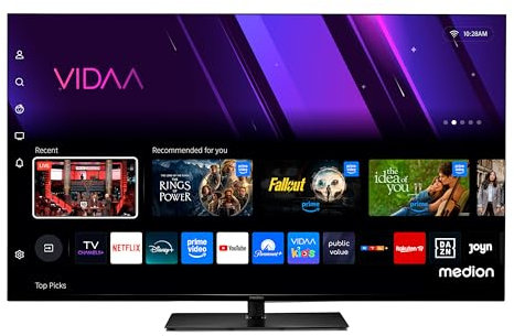 MEDION TV 55 pollici (138,8 cm) Smart TV (Dolby Vision HDR, VIDAA Store, DVB-T2 HD, DVB-C, DVB-S2, HEVC, Prime Video, Disney+, DAZN, Paramount+, HbbTV, PVR, Bluetooth, MD 855300)