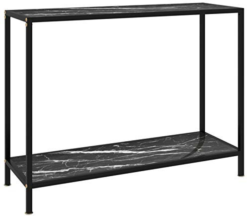 Tidyard Konsolentisch Flurtisch Konsole Beistelltisch Sideboard Wandtisch Glastisch Deko Schwarz 100x35x75 cm Hartglas