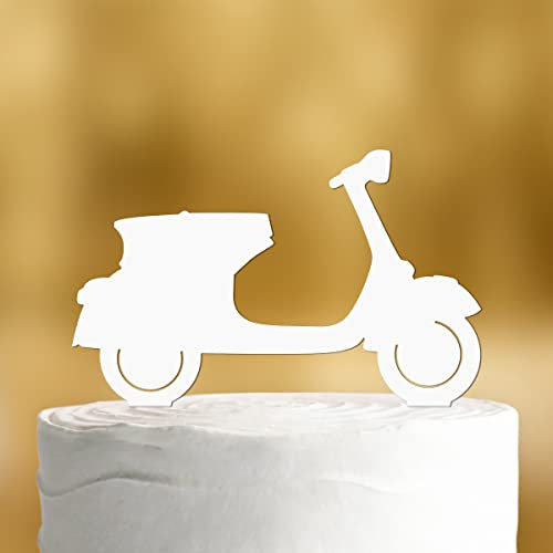 Cake Topper Vespa [retro] - Acryl weiss - für die Geburtstagstorte - Geburtstagsdeko Tortenaufleger happy birthday party deko Geschenkideen Happy birthday tortendeko Geburtstag