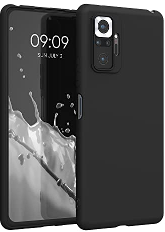 kwmobile Funda para Xiaomi Redmi Note 10 Pro Carcasa - Ultrafina de TPU y Silicona con Bordes elevados anticaídas - Negro Mate