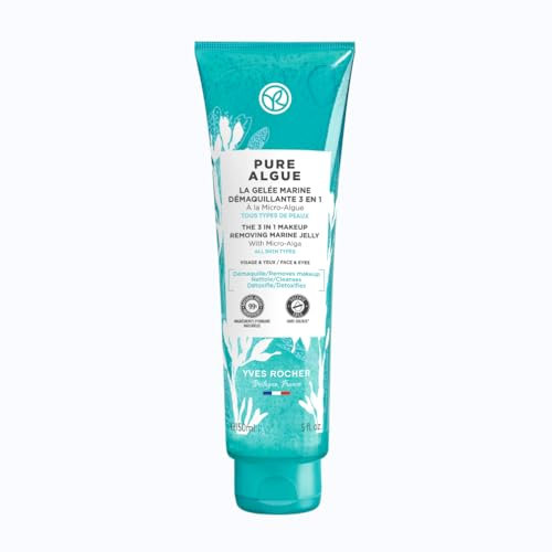 Yves Rocher PURE ALGUE - Gel Marino Desmaquillante 3 en 1 - Limpia, Oxiigena y Desintoxica - Todo Tipo de Pieles - 150 ml