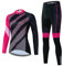 Damen Fahrradbekleidung Set Langarm Rennrad Shirt Radtrikot Fahrradhose mit 20D Gel Gepolstert, Ai16, Mittel