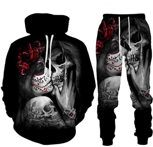 Amacigana Unisex Trainingsanzug Set 3D Sportswear Anzug Hoodie Hosenanzug Mode (Herren3,XL)