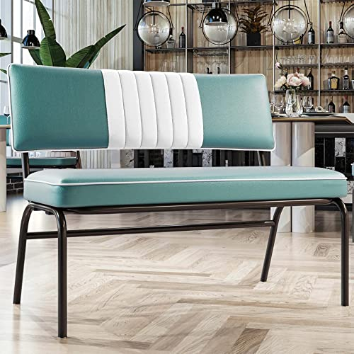 GGMMÖBEL Diner | American Diner Sitzbank | Türkis | Gestreift | B:H 110 x 48 cm | Gestreift | American Diner Möbel