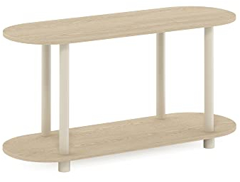 Furinno Turn-N-Tube No Tools Moderner ovaler Beistelltisch, Bauhaus-Eiche/Beige