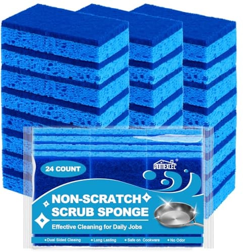 HOMEXCEL Esponja de Cocina 24pcs, Esponja para Fregar Que no Raya, Segura para sartenes antiadherentes Esponja de Limpieza de Doble Cara, Adecuada para la Cocina, el hogar, el baño, etc.