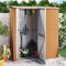 YEZIYIYFOB Casetta da giardino marrone 180,5 x 97 x 209,5 cm in acciaio zincato casetta da giardino in metallo garage per bicicletta box da giardino resistente alle intemperie