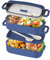 Beeptrum Brotdose, Lunchbox Erwachsene,stapelbare 1600ml Bento Lunchbox mit Utensilienset, 2 Fächer verstellbar, auslaufsicher, BPA-frei, mikrowellengeeignet, blau