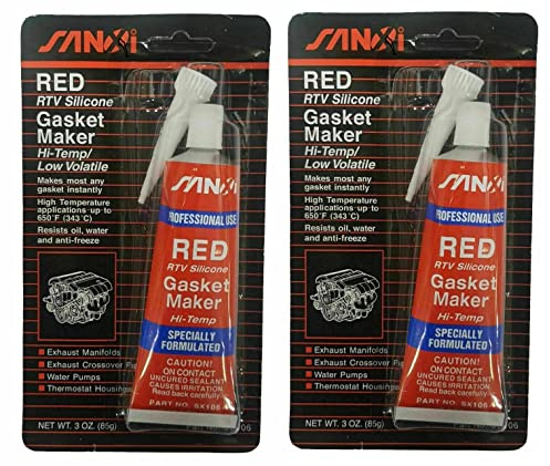 YSAMAX 2x 85g Red RTV Silicone, Instant Gasket Maker, Adhesive Sealant Tubes, High-Temperature Formula, Resist Oils, Water And Anti-Freeze, Long-Lasting Performance, Ideal For Automotive