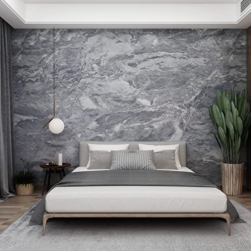 JSEVEM 60CM×9M Breit Dicker Grau Marmor Tapete Selbstklebend Marmortapete Klebefolie Steinoptik Selbstklebende Klebetapete Graue Marmoroptik Vinyl Wandpapier Wasserfest Möbelaufkleber Küche Wandtapete