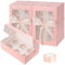 Fippy 20 Stück Cupcake Box 6er mit Sichtfenster, Rosa 6 Loch Cupcake Muffin Box, Karton Cupcake Schachtel Verpackung Box für Cupcakes Desserts Kuchen Keksen