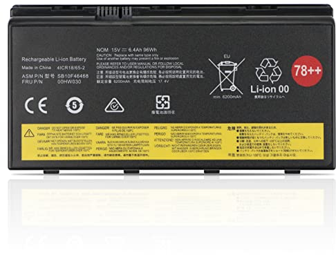 96Wh 78+ 78++ 00HW030 Batterie pour Lenovo ThinkPad P70 P71 17.3 Mobile Workstation i7-7700HQ i7-7820HQ i7-6700HQ i7-6820HQ 20HK 20HL 20ER 20ES 01AV451 4X50K14092 SB10T83193 5B10W13950 SB10F46468
