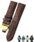 AMSOH 20 mm, 21 mm, 22 mm, Leder-Uhrenarmband, Schwarz/Braun, Uhrenarmbänder für Rolex für Omega Seamaster 300, für Hamilton, Seiko, IWC, für Tissot Armband (Farbe: Braungold, Größe: 22 mm)
