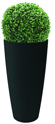 Nicoli Fioriera da Esterno o Interno STYLE 38x85 cm con Cachepot Estraibile (Nero, 36 x 70 cm, Vaso + Bosso)