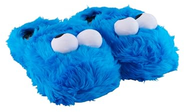 United Labels Sesamstraße 3D Hausschuhe Plüsch Cookie Monster, Blau, 35/37, Pantoffeln mit Fell und Anti Rutsch Noppen, Slipper